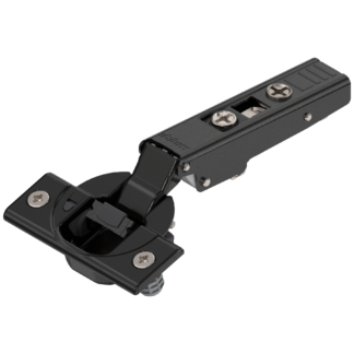 BLUM CLIP TOP HINGE 110DEG SPRUNG ONYX BLACK WITH INTEGRATED BLUMOTION 07957485 KNOCK-IN OVERLAY APPLICATION  A
