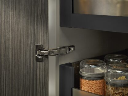 BLUM CLIP TOP HINGE 0 PROT.SPR. NP 155DEG. A with INTERGRATED BLUMOTION 08671120 ONYX BL. OVERLAY APPLICATION