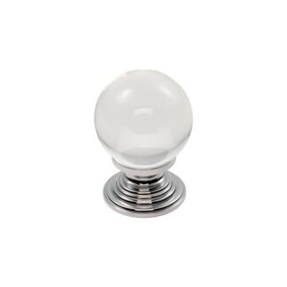 CLEAR BALL KNOB 32mm CRYSTAL CLEAR ON MULTI-TIERED ROSE