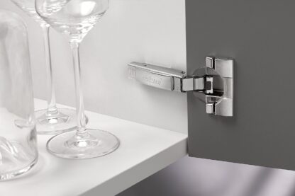 BLUM CLIP TOP HINGE 110DEG SPRUNG N.P.  A WITH INTEGRATED BLUMOTION 08913873 LARGER OVERLAY CAPACITY FOR THICK CAB.SIDES