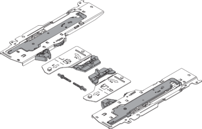 TIP-ON BLUMOTION MECHANISM and LATCHES SET 06340831  for TANDEMBOX runners with T60.000D for 350-650mm runners and 35-65 kilo drawers