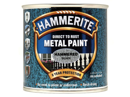 HAMMERITE DIRECT TO RUST HAMMERED FINISH METAL PAINT SILVER 250ML