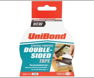UNIBOND DOUBLE SIDED TAPE PERMANENT 38MM X 5M