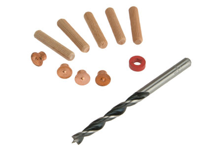 WOLFCRAFT 8mm DOWEL KIT DRILL DEPTH STOP DOWELS CENTRE POINTS