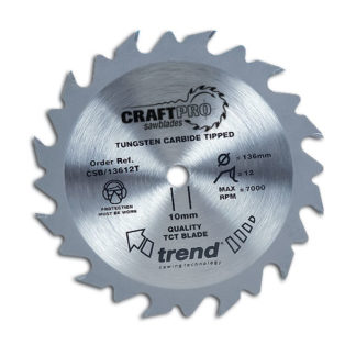 TREND SAW BLADE 165MMDIA X 52T X 20MMBORE THIN KERF TO SUIT CORDLESS TRIM SAW 1.6 1.0