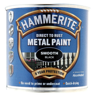 HAMMERITE DIRECT TO RUST SMOOTH FINISH METAL PAINT BLACK 250ML