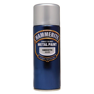 HAMMERITE DIRECT TO RUST SMOOTH FINISH AEROSOL SILVER 400ML ***PLEASE VERIFY AGE BEFORE SALE***