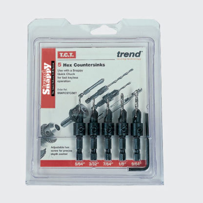 TREND SNAP/CS/SET SNAPPY 5 PIECE COUNTERSINK SET
MAKES PILOT HOLES AND COUNTERSINKS IN ONE GO FOR FASTER, PROFESSIONAL FINISHES. FOR NO4 T