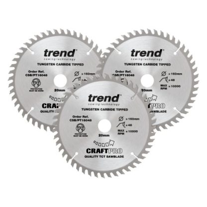 TREND 160MM 48T 20BORE TRIPLE PACK SAW BLADE CSB/PT16048