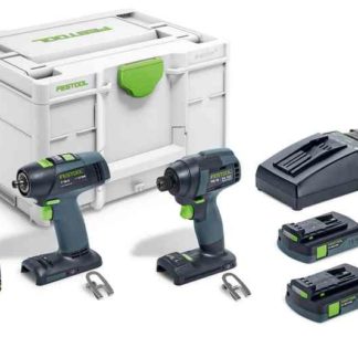 FESTOOL 18V IMPACT&amp; DRILL DRIVER 2x 3.1 BATTS T18 TID CHARGER SYSTAINER TWINPACK