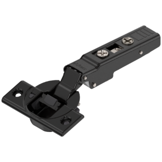 BLUM CLIP TOP HINGE 110DEG SPRUNG  A WITH INT BLUMOTION 03682286 ONYX BLACK larger overlay capacity for thick cab.sides