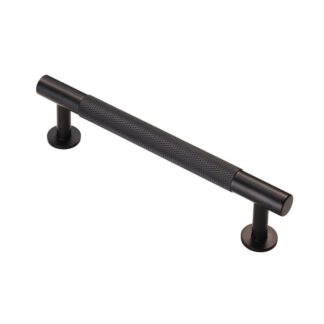 KNURLED PULL HANDLE MATT BLACK 160mm CENTRES 190mm OVERALL 36mm PROJECTION