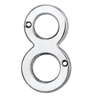 NUMERAL '8' 76MM POLISHED CHROME
BLISTER PACK