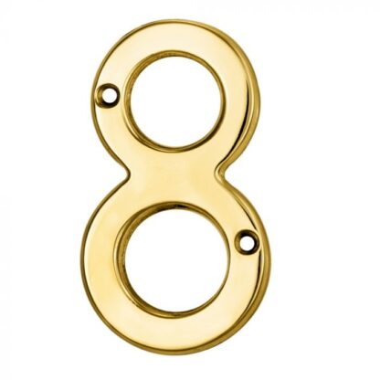 NUMERAL '8' 76mm POLISHED BRASS BLISTER PACK