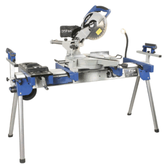 FOX 110V MITRE SAW STAND WITH VICE &amp; LIGHT 3 OUTLET SOCKETS