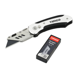 TIMCO FOLDING UTILITY KNIFE &amp; BLADES 60 X 19 X 0.6