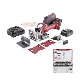 LAMELLO ZETA P2 CORDLESS JOINTER DP SET. IN SYSTAINER INCL 2 X 18V 4AH BATTERIES, CHARGER, DIAMOND BLADE AND ACCESSORIES (101801GBSD) PLUS BASIC ASSORTMENT SET (145314)