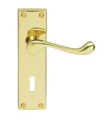 CARLISLE BRASS CONTRACT VICTORIAN SCROLL LEVER ON LOCK BACKPLATE POLISHED BRASS