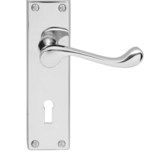 CARLISLE BRASS CONTRACT VICTORIAN SCROLL LEVER ON LOCK BACKPLATE POLISHED CHROME