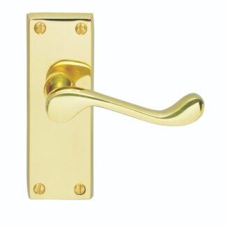 CARLISLE BRASS CONTRACT VICTORIAN SCROLL LEVER ON LATCH BACKPLATE - POLISHED BRASS