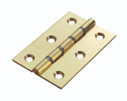 CARLISLE BRASS DOUBLE STEEL WASHERED BRASS BUTT HINGE 76X50X2MM POLISHED LACQUERED (PAIR)
