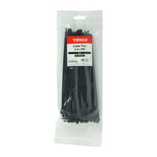 TIMCO CABLE TIES BLACK 3.6 X 200 - PACK OF 100