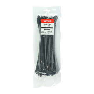 TIMCO CABLE TIES BLACK 4.8 X 250 - PACK OF 100