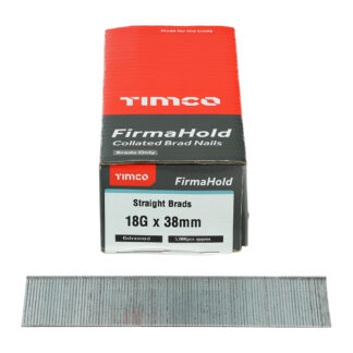 TIMCO FIRMAHOLD COLLATED BRAD NAILS 18 GAUGE STRAIGHT GALVANISED 18G X 38 - BOX OF 5000