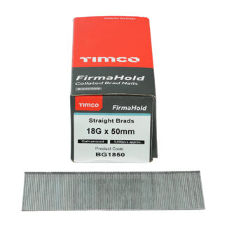 TIMCO FIRMAHOLD COLLATED BRAD NAILS 18 GAUGE STRAIGHT GALVANISED 18G X 50 - BOX OF 5000