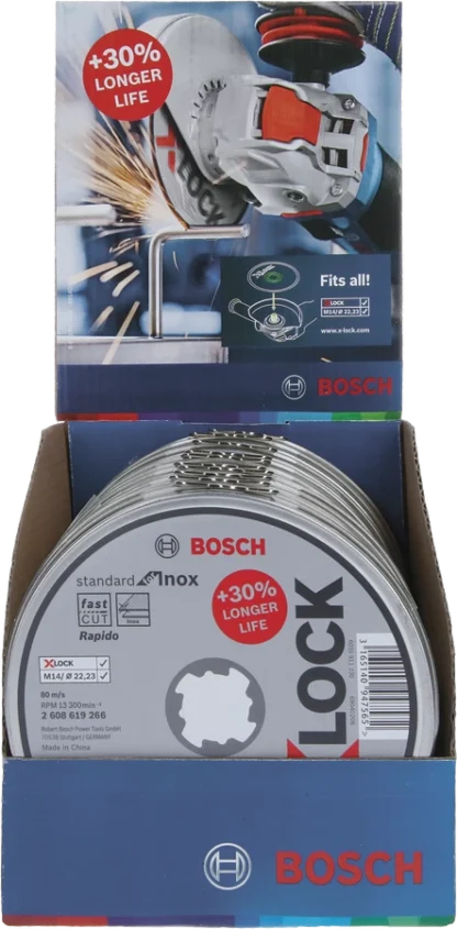BOSCH X-LOCK 115MM STANDARD FOR INOX CUTTING DISC BONDED TIN - 10 X 1MM