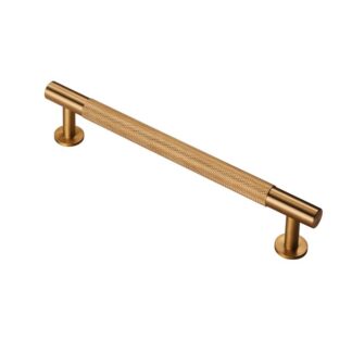 CARLISLE BRASS KNURLED PULL HANDLE SATIN BRASS - 128MM CENTRES, 158MM OVERALL