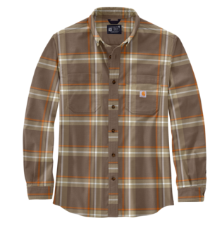 CARHARTT 105945 RUGGED FLEX® RELAXED FIT FLANNEL LONG-SLEEVE PLAID SHIRT CHESTNUT LARGE