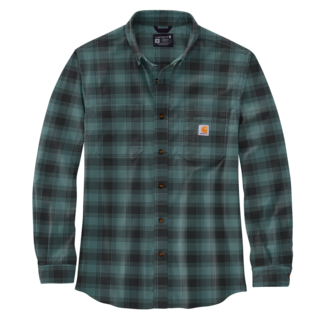 CARHARTT 105945 RUGGED FLEX® RELAXED FIT FLANNEL LONG-SLEEVE PLAID SHIRT SEA PINE EXTRA LARGE