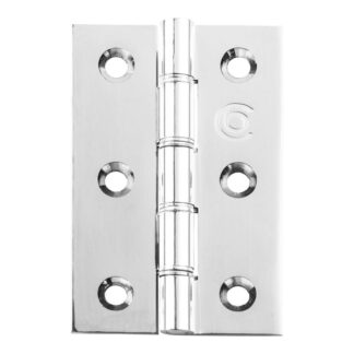 CARLISLE BRASS DOUBLE STAINLESS STEEL WASHERED BRASS BUTT HINGE 76 X 50 X 2.5MM POLISHED CHROME (PAIR)