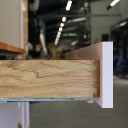 OAK DOVETAIL INTERNAL DRAWER BOX - 180MM HIGH (C HEIGHT) FOR UNIT 600MM WIDE 500MM DEEP WITH SCALLOPED FRONT