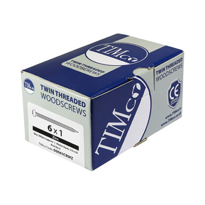 TIMCO TWIN-THREADED WOODSCREWS PZ ROUND ZINC 4 X 1/2 - BOX OF 200