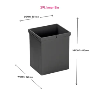 INNER BIN WITH DOUBLE HANDLE | 29L | ORION GREY